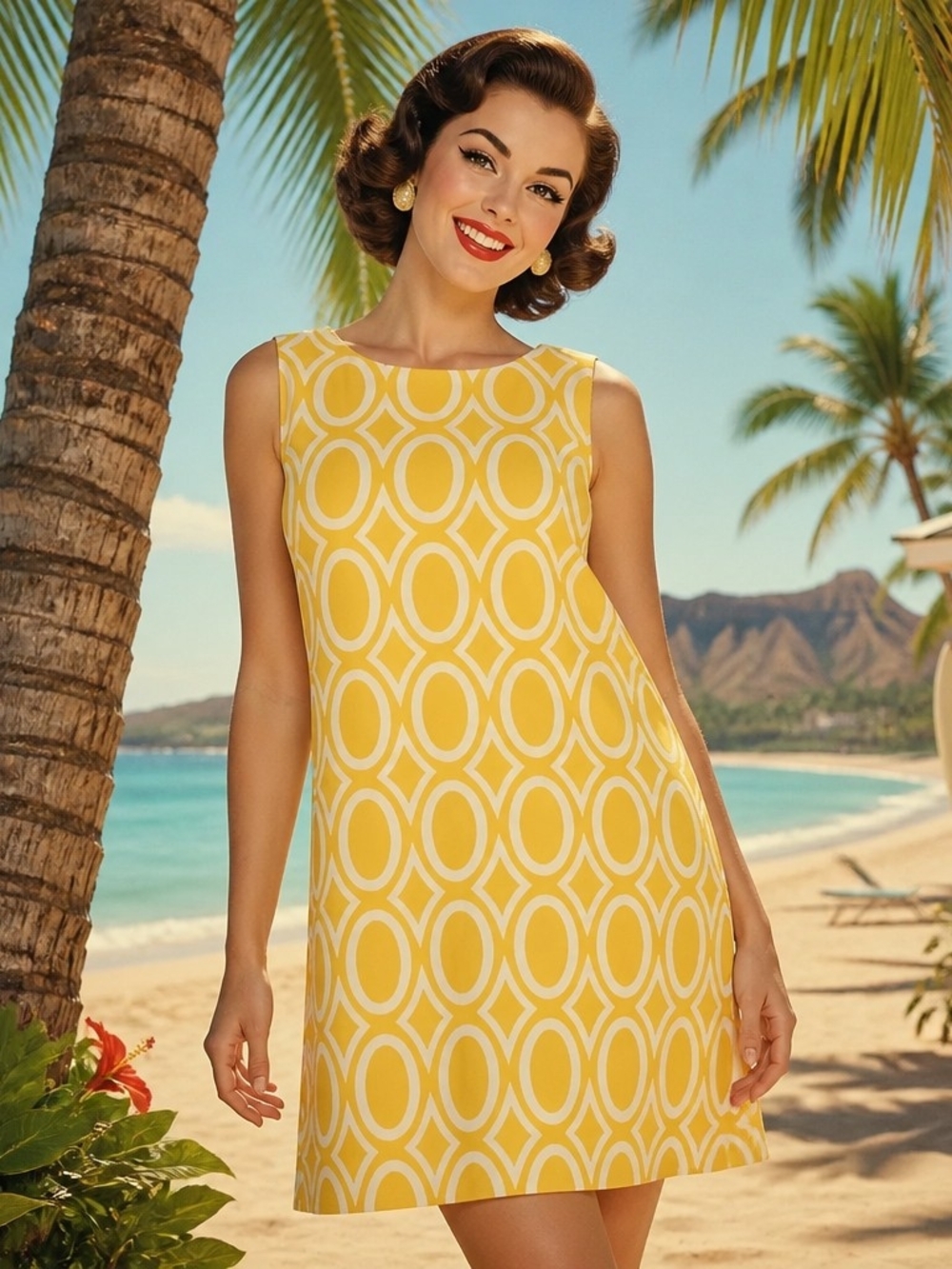 Alyx Yellow and White Geometric Mini Dress